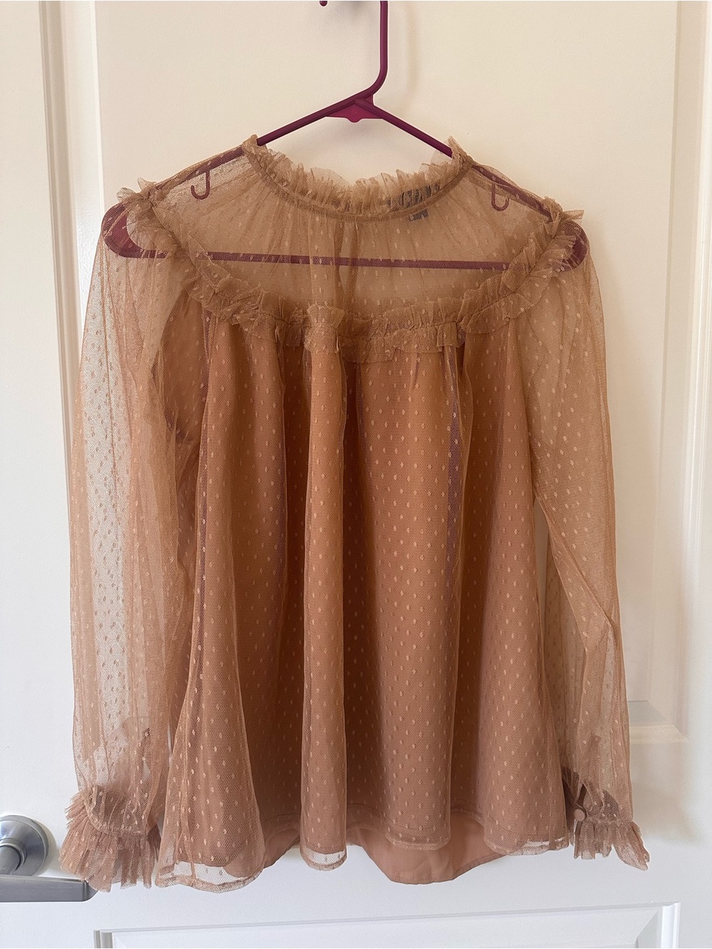 J.Crew Swiss Dot Tulle Ruffle Top Size S